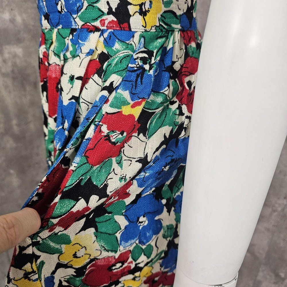 Vintage 80s Worthington Petite S Floral Pleated Midi Skirt Rayon Made‎ USA - Picture 4 of 10